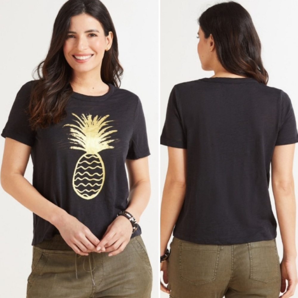 Chaser gold pineapple linen blend t shirt